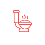 WC bouché avec eau stagnante dans une salle de bain moderne