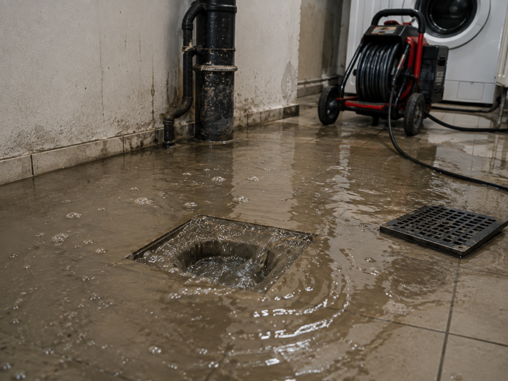 Refoulement d’eaux usées avant intervention à Mons