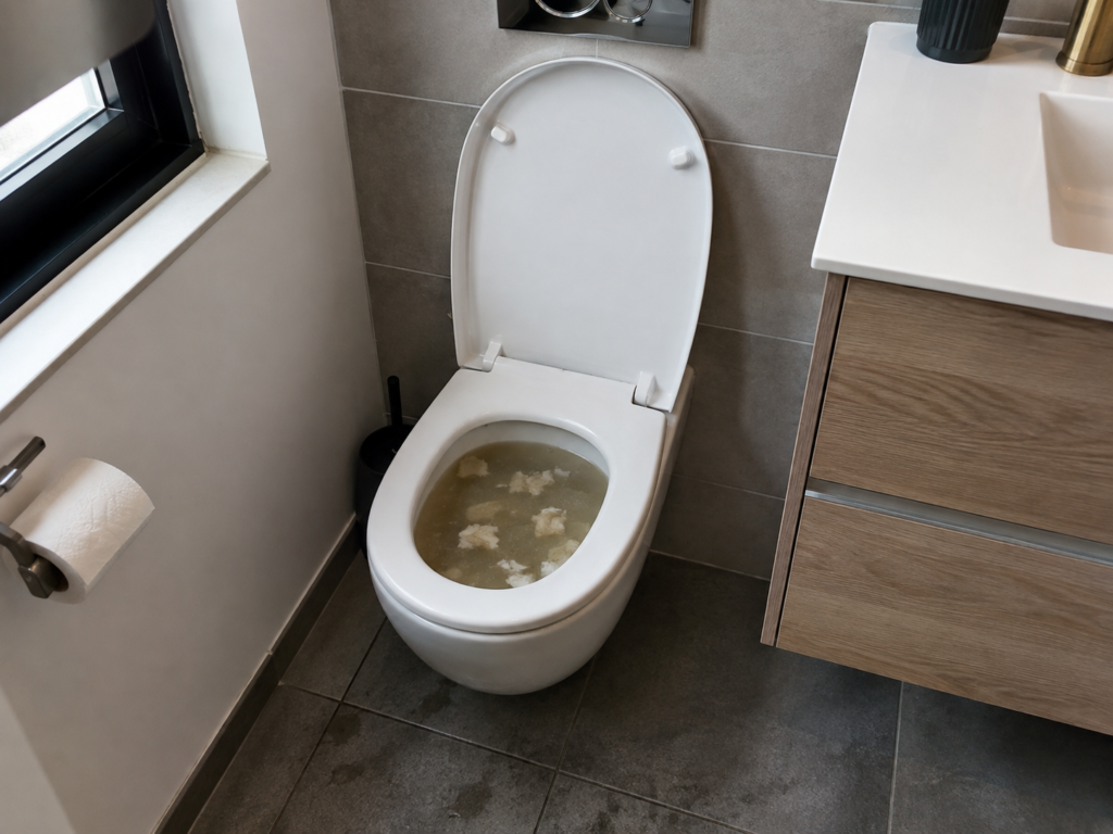 WC bouché avant intervention d'un plombier